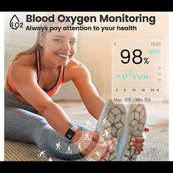 Aikesi Smart Watch womens pink includes charger - Picture 6 of 8